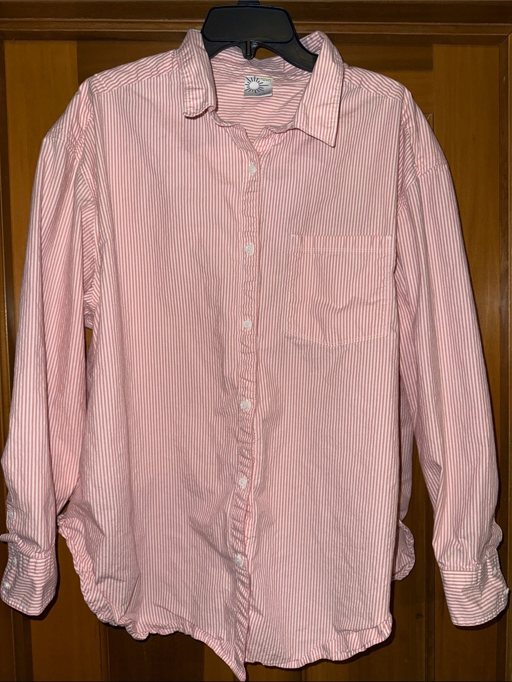 aerie Pink and White Striped Button-Down Shirt